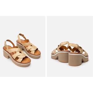 Clergerie Paris Calixa Sandals Nude Snake Effect Iridescent Lambskin 9.5 US New